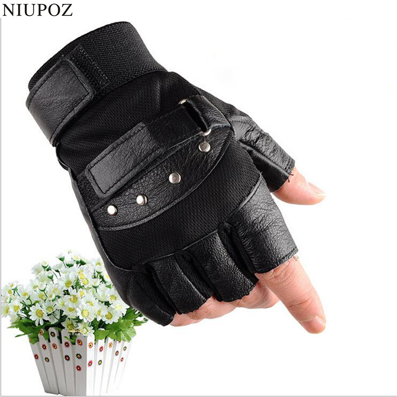 Metade do dedo couro luvas de  - Tech Wear Accessories avaliação e preço